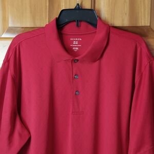 * George Texured Red Polo Shirt Performance Fabric Lightweight Size XL, Like New